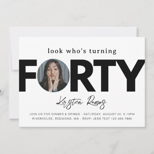 40歳の誕生日招待状 |ミニマル40th 招待状 (正面)