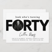 40歳の誕生日招待状 |ミニマル40th 招待状 (正面/裏面)