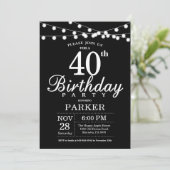 40歳の誕生日招待状 モノクロ 招待状 (スタンド正面)