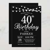 40歳の誕生日招待状 モノクロ 招待状 (正面/裏面)