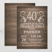 40歳の誕生日招待状　ログウッド フローラル 招待状 (正面/裏面)