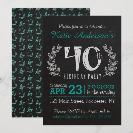40歳の誕生日招待状 招待状 (正面/裏面)