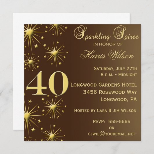 40歳の誕生日招待状 招待状 (正面/裏面)