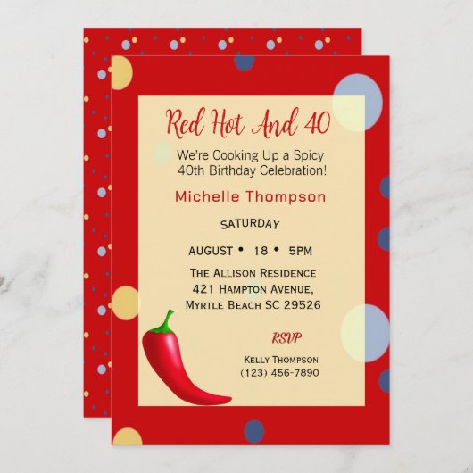 40歳の誕生日招待状 招待状 (正面/裏面)