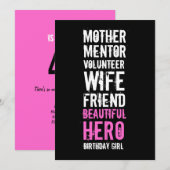 40歳の誕生日招待状-母のボランティアヒーロー 招待状 (正面/裏面)