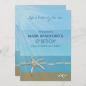 40歳の誕生日招待状,海，ヒトデ，名前 招待状 (正面/裏面)