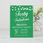 40歳の誕生日招待状 緑 ファビュラス 招待状 (スタンド正面)