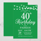 40歳の誕生日招待状 緑 招待状 (正面/裏面)