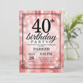 40歳の誕生日招待状 赤いグリッター 招待状 (スタンド正面)