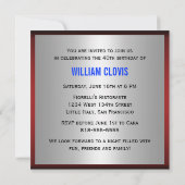 40歳の誕生日招待状-赤シルバーブルー 招待状 (裏面)