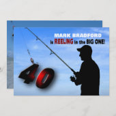 40歳の誕生日招待状 - 釣り/釣り上げる 招待状 (正面/裏面)