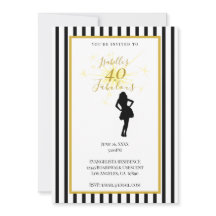 40歳の誕生日招待状 黒とゴールド