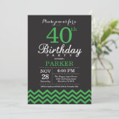 40歳の誕生日招待状（黒と緑） 招待状 (スタンド正面)