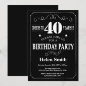 40歳の誕生日招待状 黒板 招待状 (正面/裏面)