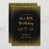 40歳の誕生日招待状- 40歳の金ゴールド | モダン 招待状 (正面/裏面)