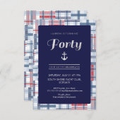 40歳の誕生日招待状- 40，夏航海の, 招待状 (正面/裏面)