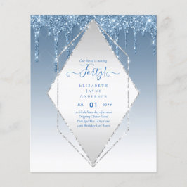 40歳の誕生日招待状 HER ガーリー グラマラス グリッター チラシ