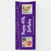 40歳の誕生日文字列ライトフォトパープル 横断幕 (縦)