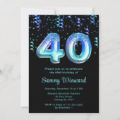 40歳の誕生日海バルーンと紙吹雪 招待状 (正面)