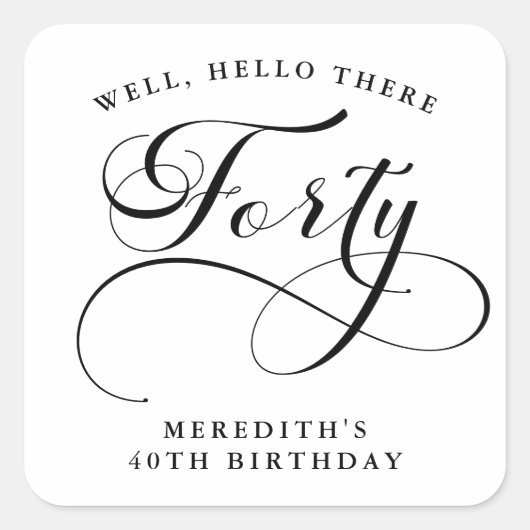 40歳の誕生日渦巻形の書道封筒用シール スクエアシール (正面)