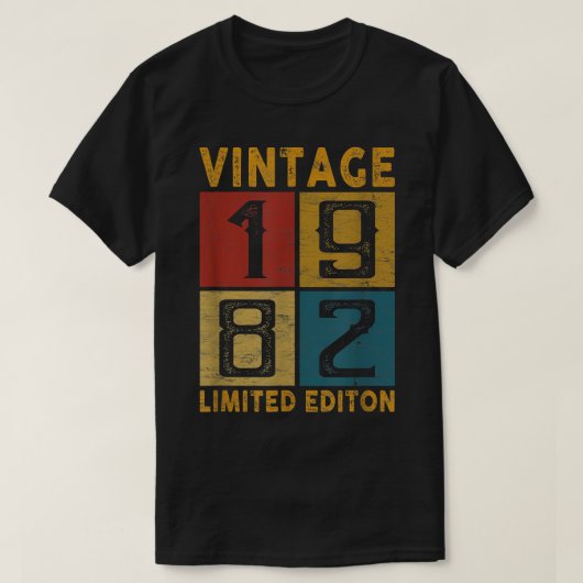 40歳の誕生日生まれヴィンテージ1982年、40歳 Tシャツ (デザイン正面)