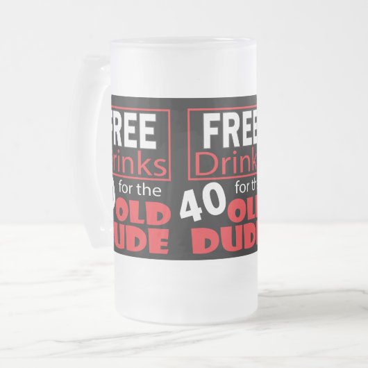40歳の誕生日男のための無料ドリンク フロストグラスビールジョッキ (正面左)