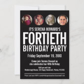 40歳の誕生日白黒の写真サークル 招待状 (正面)