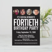 40歳の誕生日白黒の写真サークル 招待状 (スタンド正面)