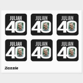 40歳の誕生日白黒カスタムの写真名お願い スクエアシール (シート)