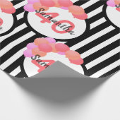 40歳の誕生日白黒ストライプバルーンピンク ラッピングペーパー (角)
