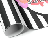 40歳の誕生日白黒ストライプバルーンピンク ラッピングペーパー (ロールコーナー)