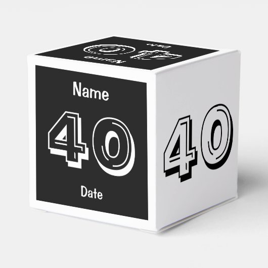 40歳の誕生日白黒パーソナライズされたお願いボックス フェイバーボックス (裏面サイド)