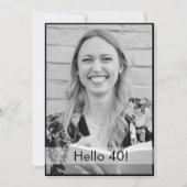 40歳の誕生日白黒モダン写真 招待状 (正面)