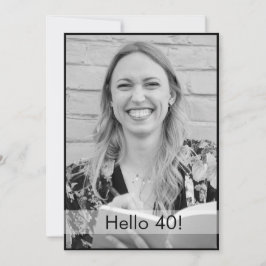 40歳の誕生日白黒モダン写真 招待状