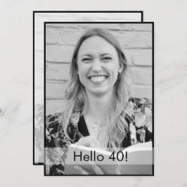 40歳の誕生日白黒モダン写真 招待状