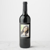 40歳の誕生日白黒写真 ワインラベル (正面)