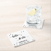 40歳の誕生日白黒hello40モノグラム スクエアペーパーコースター (インサイチュ)