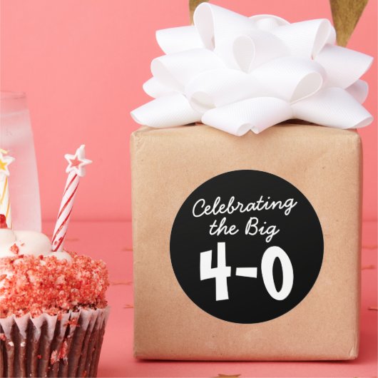40歳の誕生日祝の大きな4-0シール ラウンドシール (パーティー)