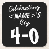 40歳の誕生日祝パーソナライズされた紙 スクエアペーパーコースター (正面)