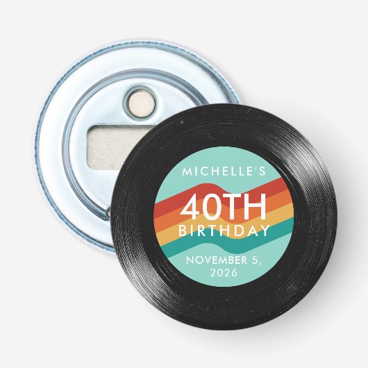 40歳の誕生日記念のビニールレコード 栓抜き (正面)