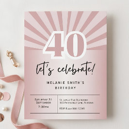 40歳の誕生日記念のレトロなバラ金色の招待状はがき ポストカード
