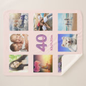 40歳の誕生日赤面バラ金ゴールド名photo collage シェルパブランケット (正面(横))