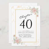 40歳の誕生日赤面フローラ 招待状 (正面/裏面)