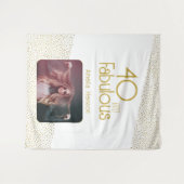 40歳の誕生日輝くゴールドグリッター フォト タペストリー (正面(横))