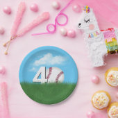 40歳の誕生日野球 緑の草原 ペーパープレート (パーティー)