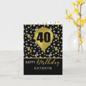 40歳の誕生日金ゴールドとシルバー紙吹雪バルーン カード (黄色い花)