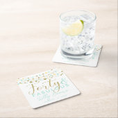 40歳の誕生日金ゴールドとティール（緑がかった色）コースターカスタマイズ スクエアペーパーコースター (インサイチュ)