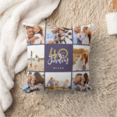 40歳の誕生日金ゴールドの紫の写真のコラージュ  クッション (ブランケット)