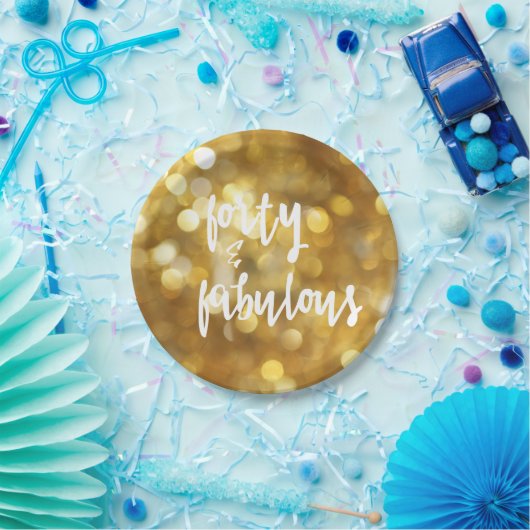 40歳の誕生日金ゴールドの輝き ペーパープレート (パーティー)