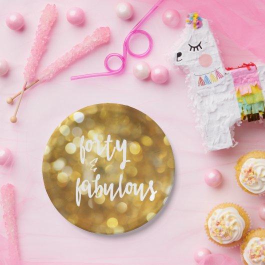 40歳の誕生日金ゴールドの輝き ペーパープレート (パーティー)